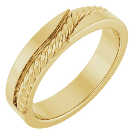 14K Yellow Gold 11.7 mm Criss Cross Rope Band Size 7