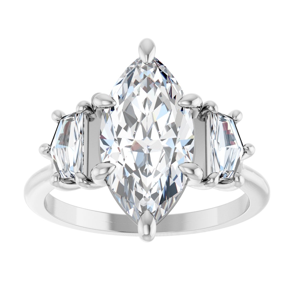 14K White Gold 2 9/10 CTW Lab-Grown Diamond Three-Stone Engagement Ring