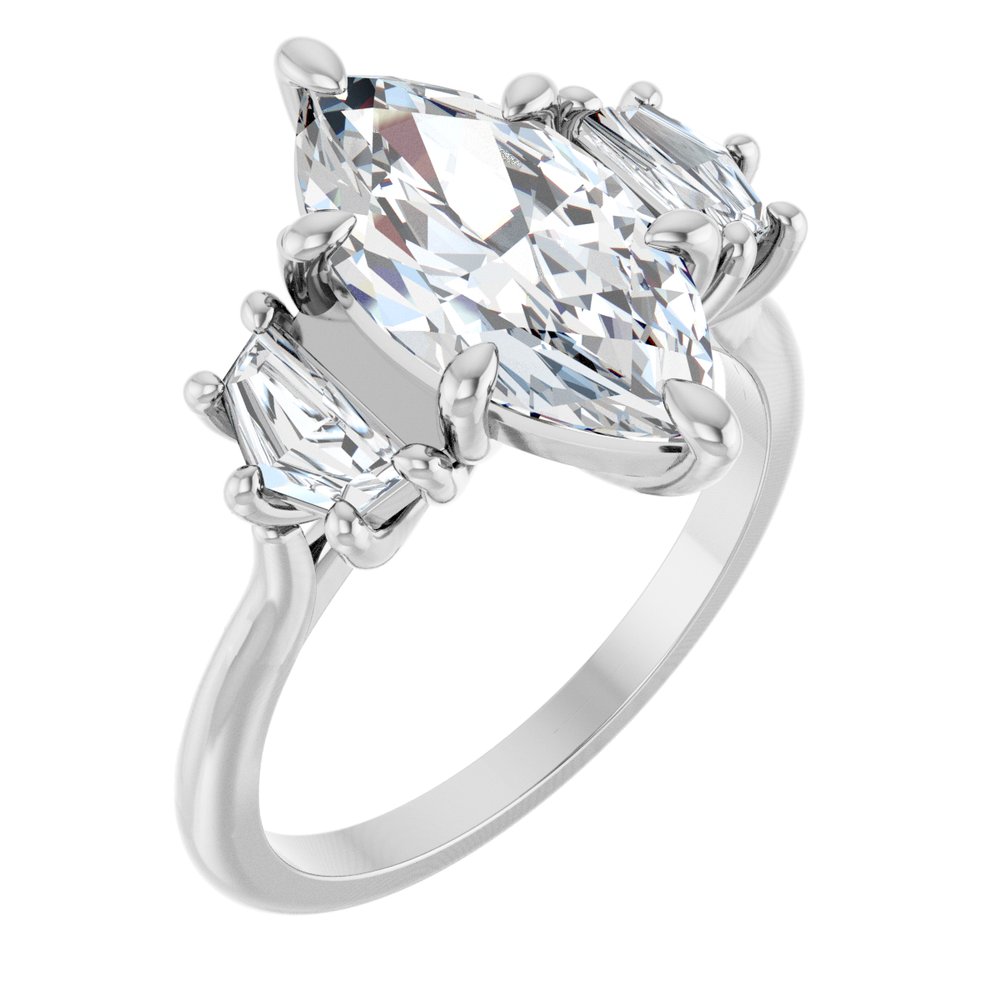 14K White Gold 2 9/10 CTW Lab-Grown Diamond Three-Stone Engagement Ring