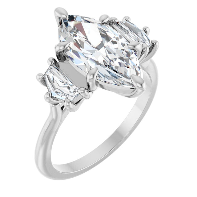 14K White Gold 2 9/10 CTW Lab-Grown Diamond Three-Stone Engagement Ring