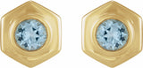14K Yellow Gold Natural Sky Blue Topaz Stud Earrings