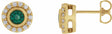 14K Yellow Gold Lab-Grown Emerald & 1/5 CTW Natural Diamond Halo-Style Stud Earrings