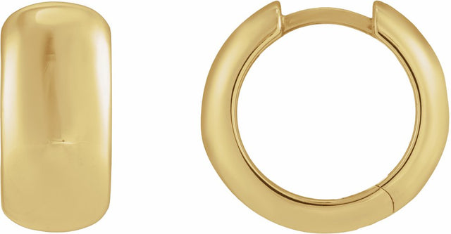 14K Yellow Gold Hinged 15 mm Hoop Earrings