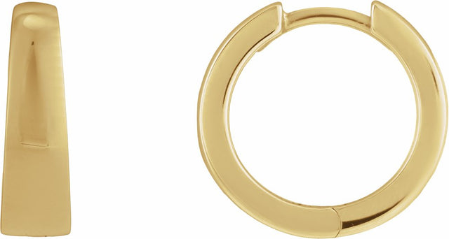 14K Yellow Gold Hinged  15 mm Hoop Earring