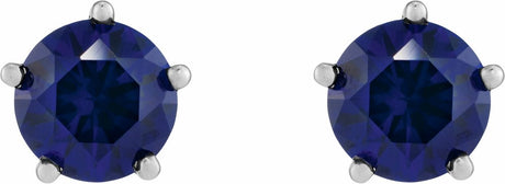 14K White Gold Lab-Grown Blue Sapphire Stud Earrings