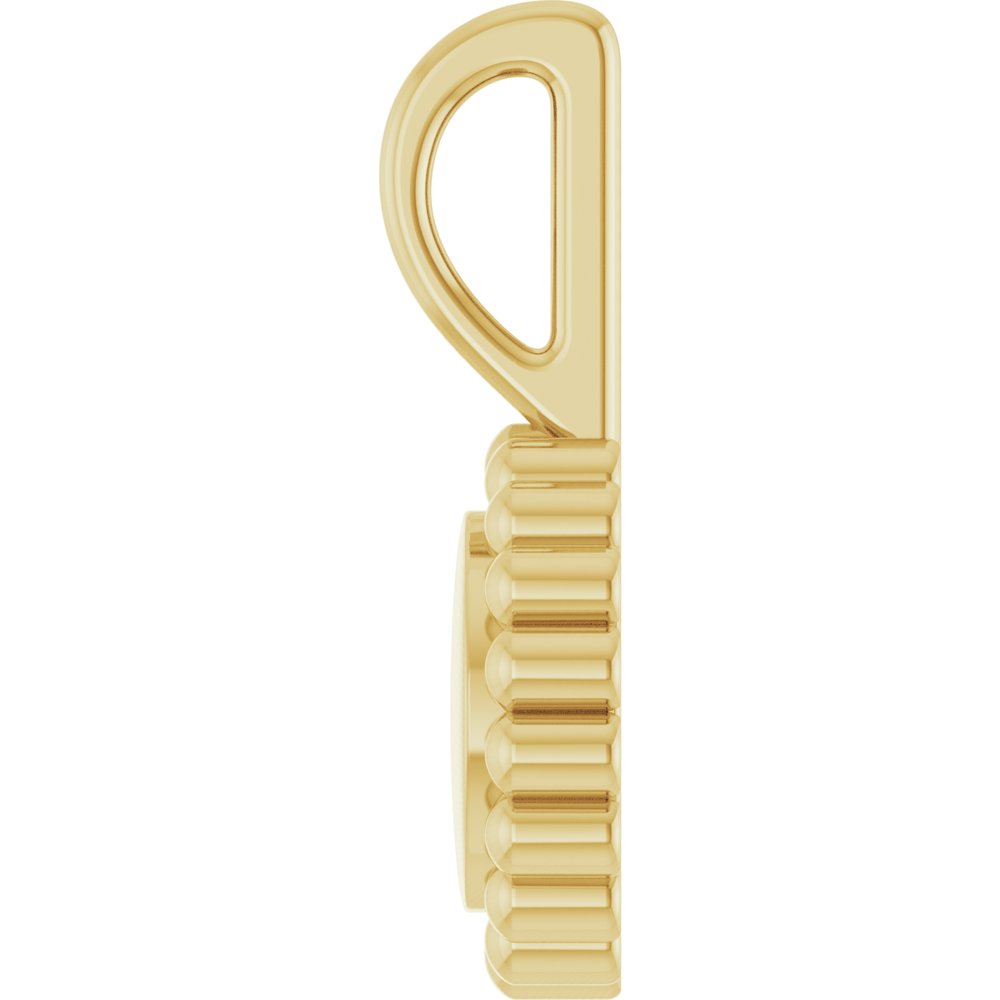 14K Yellow Gold Engravable Beaded Disc Charm/Pendant
