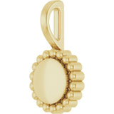 14K Yellow Gold Engravable Beaded Disc Charm/Pendant