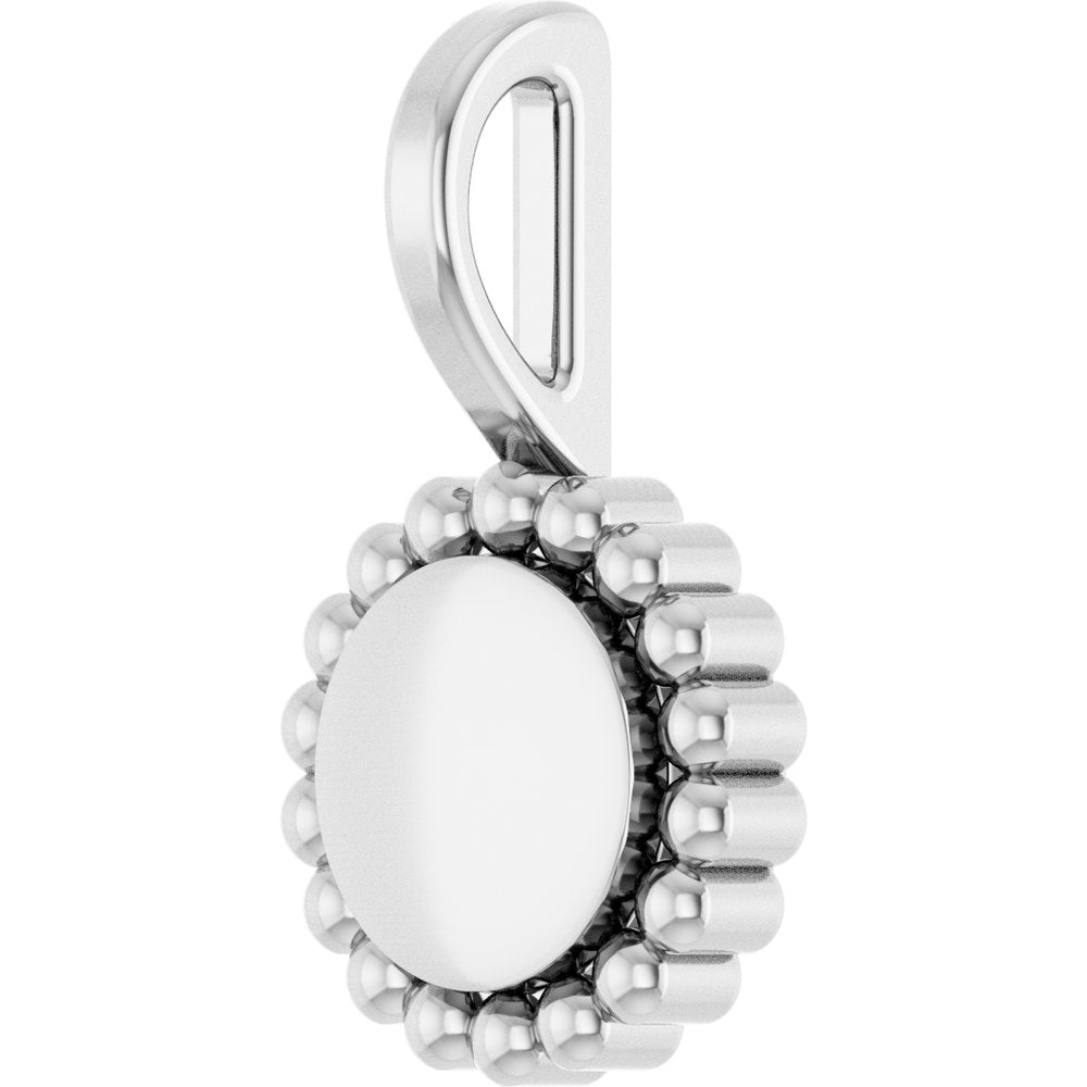 Sterling Silver Engravable Beaded Disc Charm/Pendant