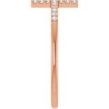 14K Rose .07 CTW Natural Diamond Sideways Cross Ring