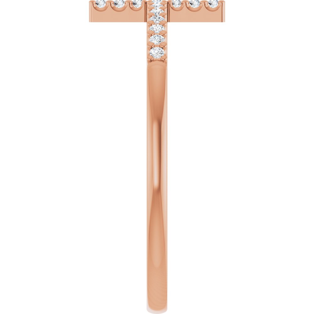 14K Rose .08 CTW Lab-Grown Diamond Sideways Cross Ring