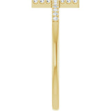 14K Yellow .08 CTW Lab-Grown Diamond Sideways Cross Ring