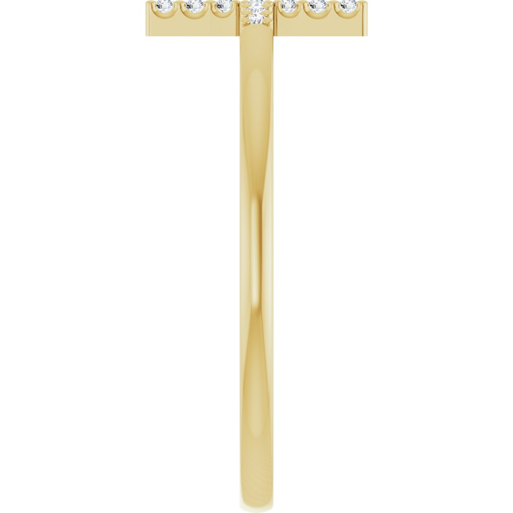 14K Yellow Gold .07 CTW Natural Diamond Sideways Cross Ring 