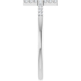 Sterling Silver .08 CTW Natural Diamond Sideways Cross Ring