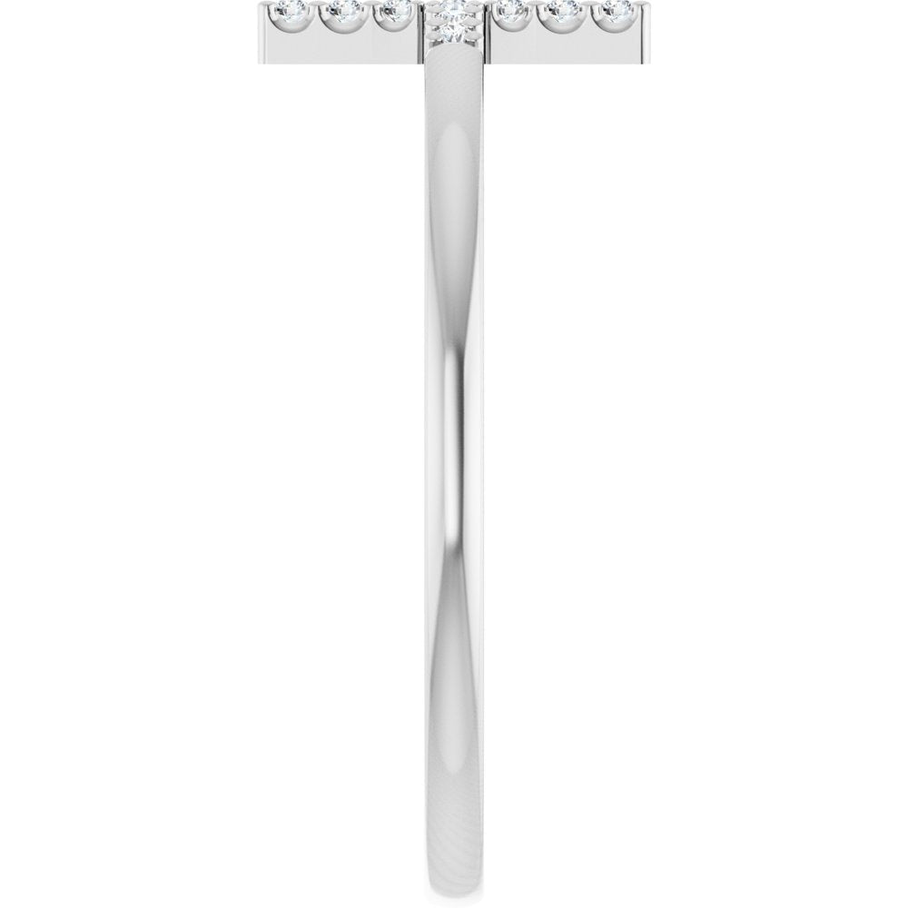 14K White Gold .07 CTW Natural Diamond Sideways Cross Ring 