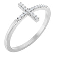 Sterling Silver .08 CTW Natural Diamond Sideways Cross Ring 
