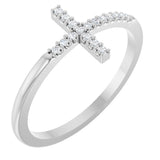 Sterling Silver .08 CTW Natural Diamond Sideways Cross Ring 