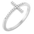 Sterling Silver .08 CTW Natural Diamond Sideways Cross Ring
