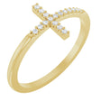 14K Yellow .08 CTW Lab-Grown Diamond Sideways Cross Ring