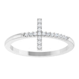 Sterling Silver .08 CTW Natural Diamond Sideways Cross Ring