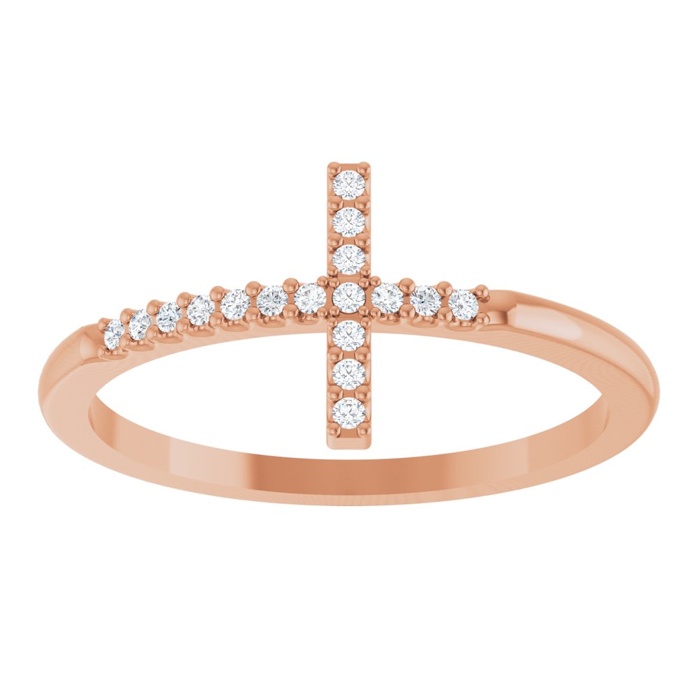 14K Rose Gold .07 CTW Natural Diamond Sideways Cross Ring 