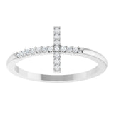 14K White Gold .07 CTW Natural Diamond Sideways Cross Ring 
