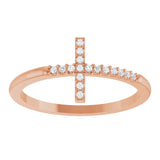 14K Rose .08 CTW Lab-Grown Diamond Sideways Cross Ring