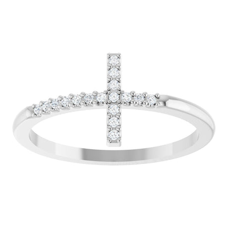 14K White Gold .08 CTW Lab-Grown Diamond Sideways Cross Ring