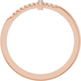 14K Rose Gold .07 CTW Natural Diamond Sideways Cross Ring 