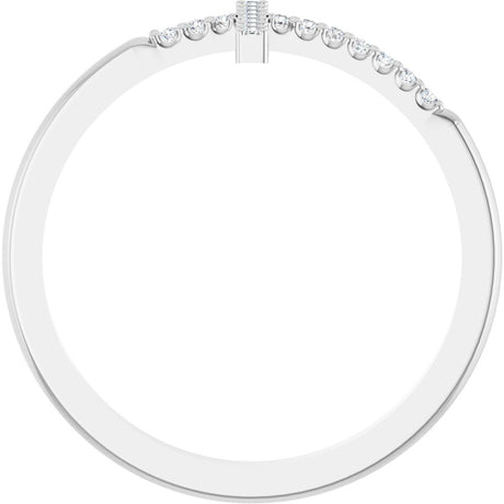 14K White .07 CTW Natural Diamond Sideways Cross Ring
