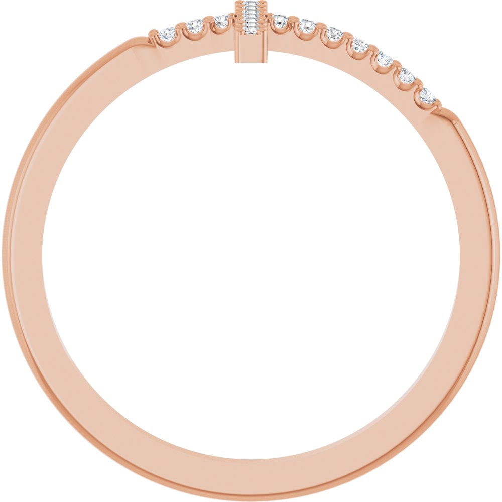 14K Rose .08 CTW Lab-Grown Diamond Sideways Cross Ring