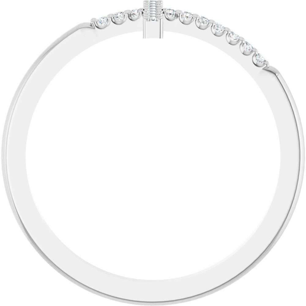 Sterling Silver .08 CTW Natural Diamond Sideways Cross Ring
