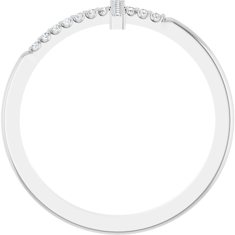 Sterling Silver .08 CTW Natural Diamond Sideways Cross Ring

