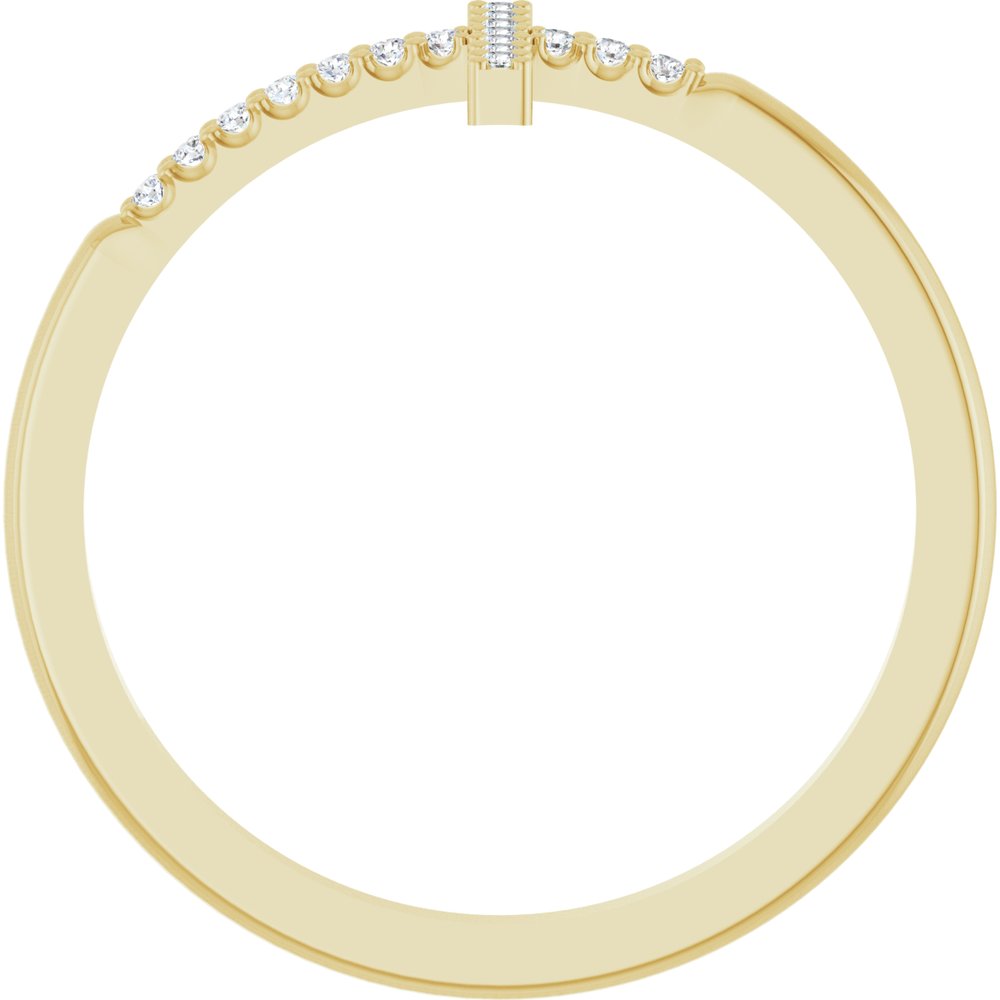 14K Yellow Gold .07 CTW Natural Diamond Sideways Cross Ring 