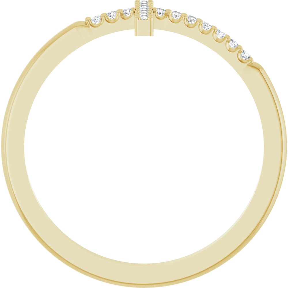 14K Yellow .08 CTW Lab-Grown Diamond Sideways Cross Ring
