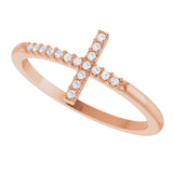 14K Rose Gold .07 CTW Natural Diamond Sideways Cross Ring 