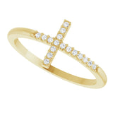 14K Yellow .08 CTW Lab-Grown Diamond Sideways Cross Ring