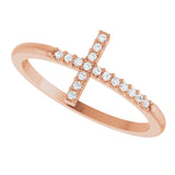 14K Rose .08 CTW Lab-Grown Diamond Sideways Cross Ring