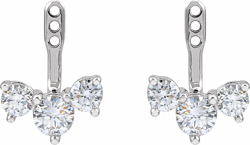 14K White Gold 1 CTW Lab-Grown Diamond Earring Jackets