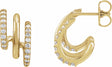 14K Yellow Gold 1/3 CTW Lab-Grown Diamond Stacked 15.2 mm Triple J-Hoop Earrings
