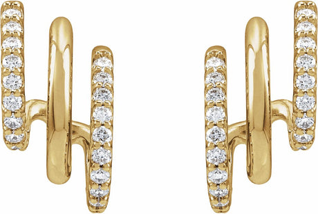 14K Yellow Gold 1/3 CTW Lab-Grown Diamond Stacked 15.2 mm Triple J-Hoop Earrings