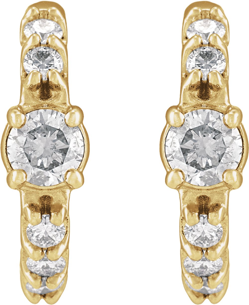 14K Yellow Gold 3/8 CTW Lab-Grown Diamond 12 mm Hoop Earrings