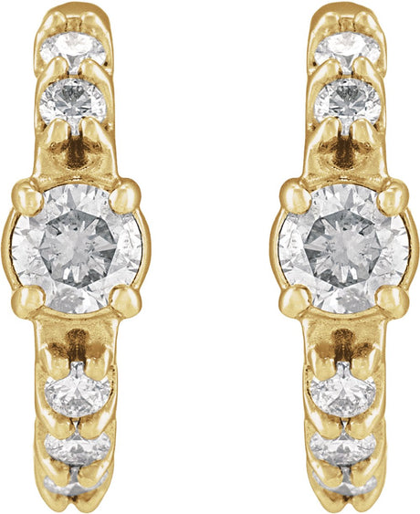 14K Yellow Gold 3/8 CTW Lab-Grown Diamond 12 mm Hoop Earrings