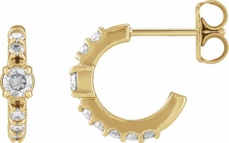 14K Yellow Gold 3/8 CTW Lab-Grown Diamond 12 mm Hoop Earrings