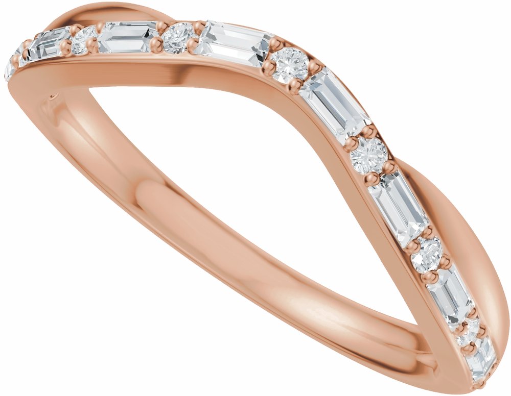 14K Rose Gold 1/2 CTW Natural Diamond Contour Band