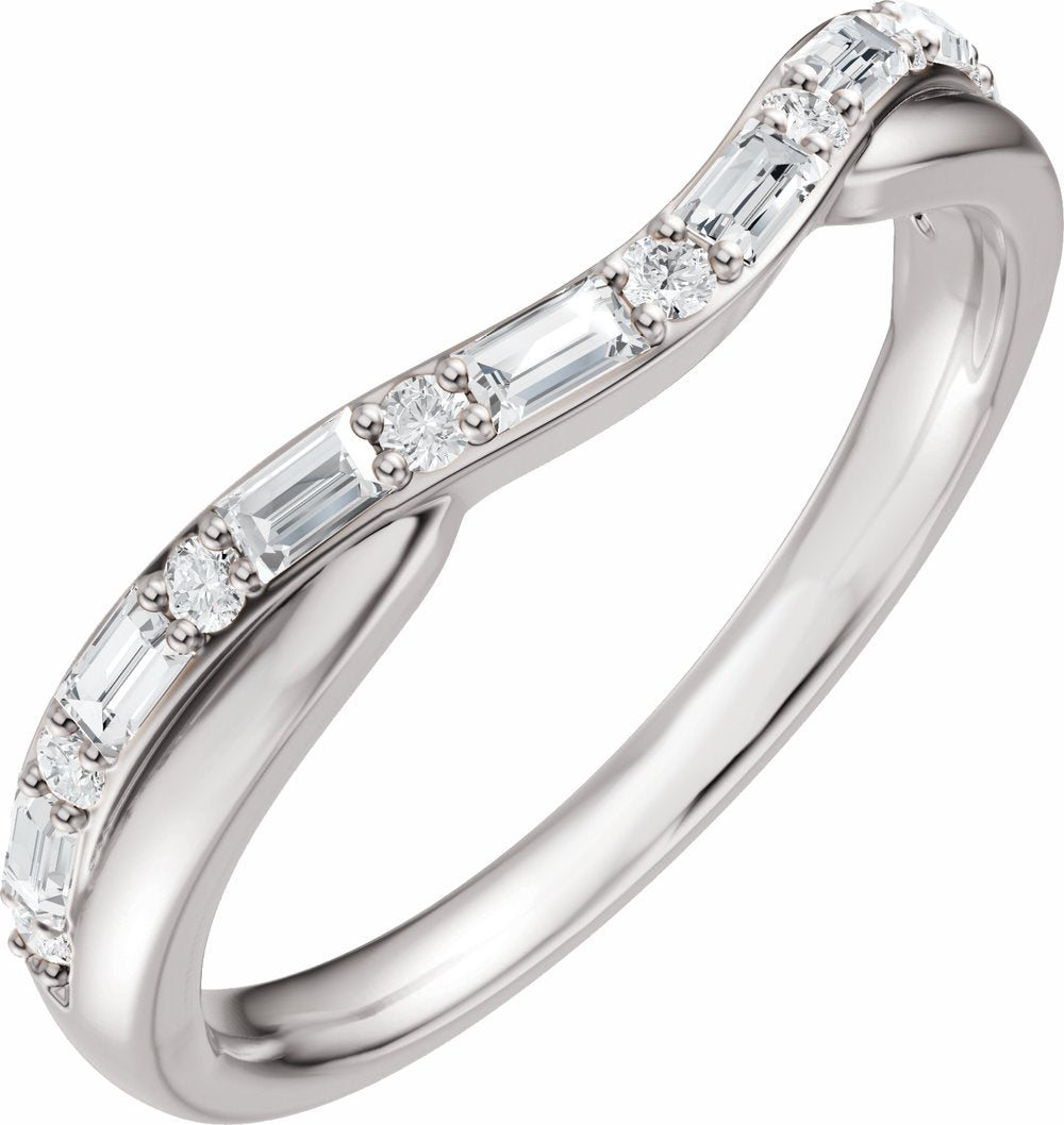 14K White Gold 1/2 CTW Natural Diamond Contour Band