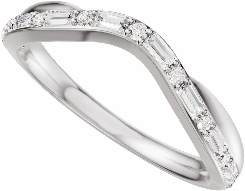 14K White Gold 1/2 CTW Natural Diamond Contour Band