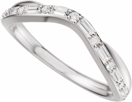 14K White Gold 1/2 CTW Natural Diamond Contour Band