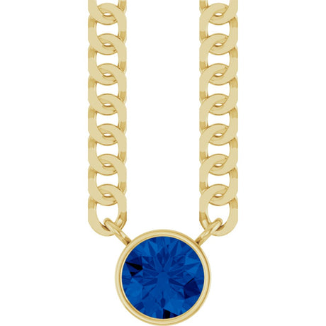 14K Yellow Gold Lab-Grown Blue Sapphire 16" Necklace