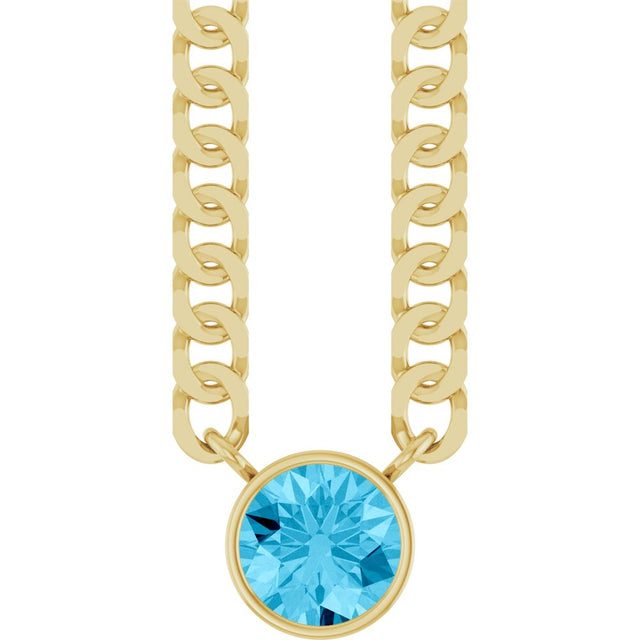 14K Yellow Gold Natural Aquamarine 16" Necklace