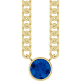 14K Yellow Gold Lab-Grown Blue Sapphire 16" Necklace